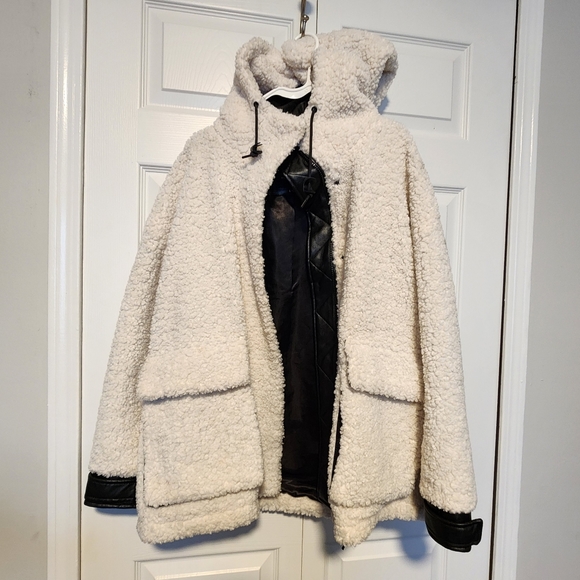 Marc New York Saros Hooded Sherpa Bomber Jacket Large - Picture 2 of 12